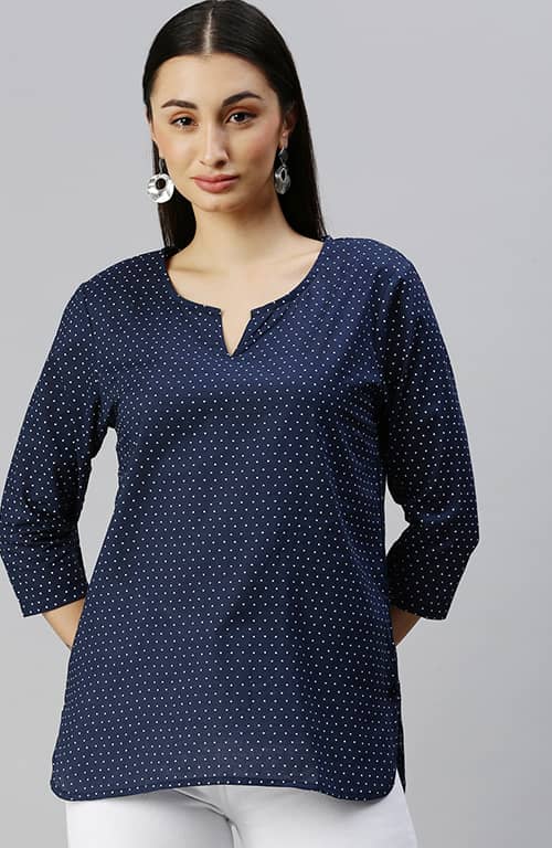 The Blue Heart Kaftan Print Women Top