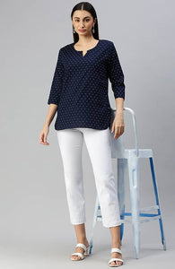 The Blue Polka Dot Printed Women Top