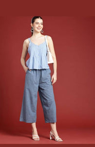 The Carolina Royal Solid Women Wide Leg