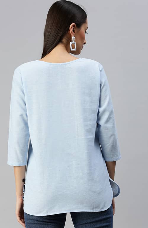 The Sky Blue Solid Women Top