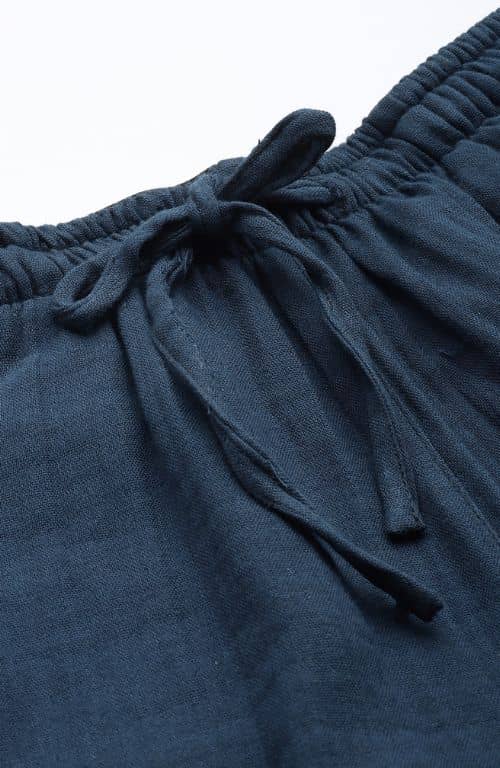 The Prussian Blue Solid Women Wide Leg