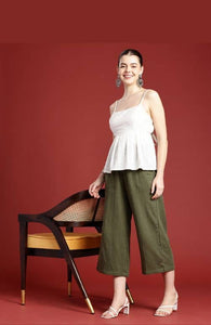 The Royal Dark Moss Women Wide Leg