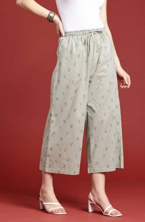 The Sage Palm Printed Women Wide Leg