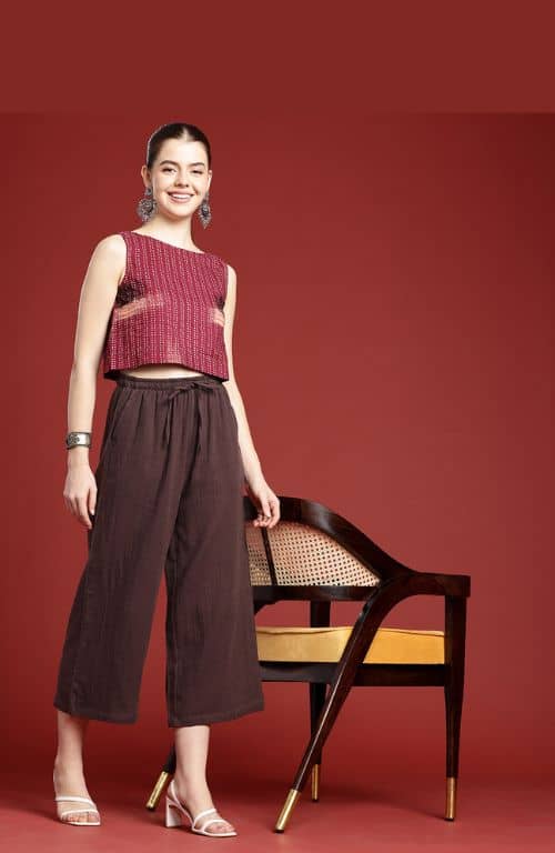 The Seal Brown Solid Women Wide Leg