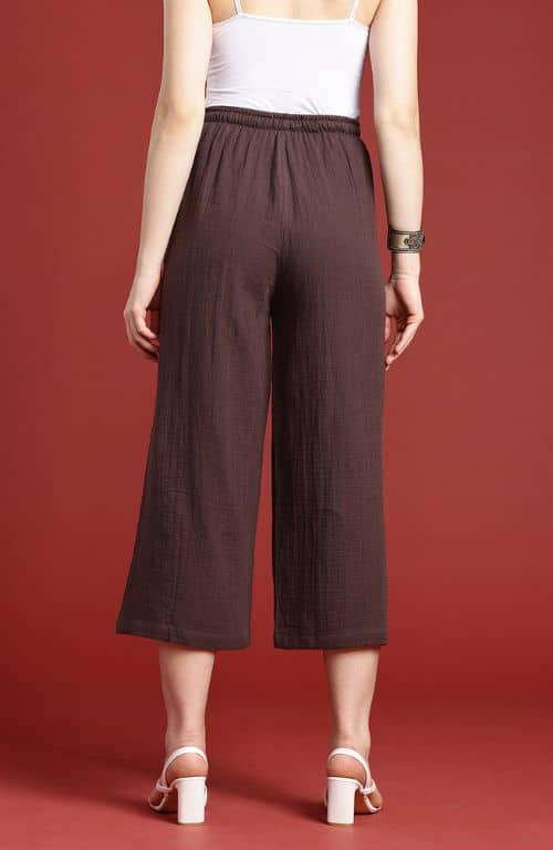 The Seal Brown Solid Women Wide Leg