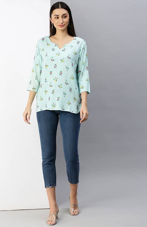 The Turquoise Floral Essence Women Top