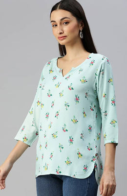 The Turquoise Floral Essence Women Top