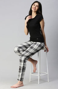 The White Black Grid Women PJ Pant