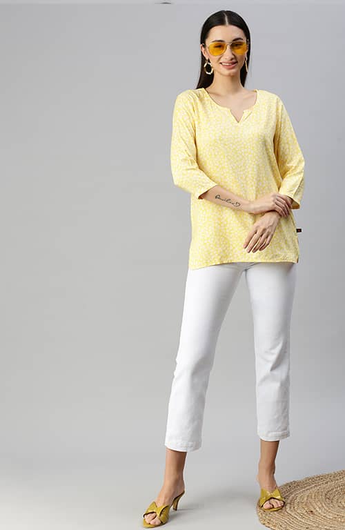 The Yellow Little Blooms Floral Women Top